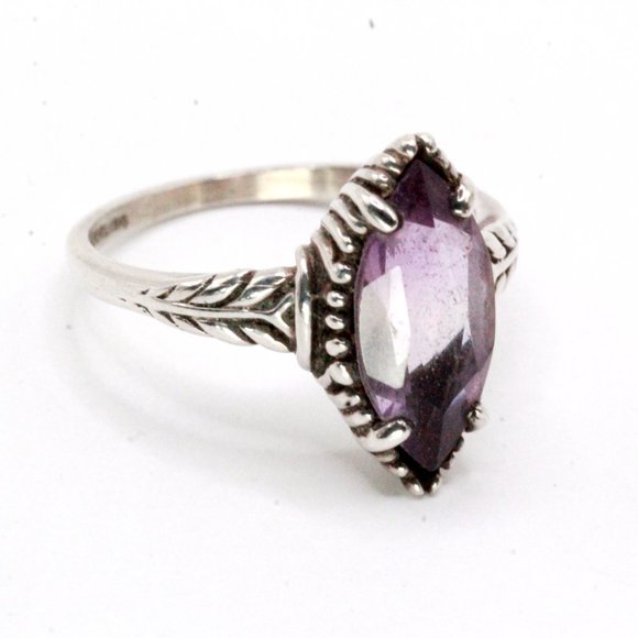 Kabana Southwestern Signed Sterling Silver Amethyst Marquise Cut Ring - Picture 2 of 9
